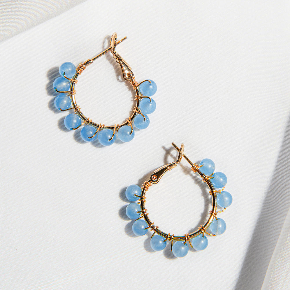 藍色憂鬱耳環 AQUAMARINE HOOP EARRINGS