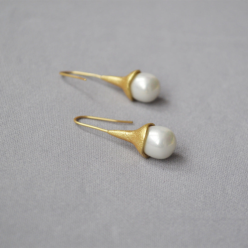 巴黎女伶磨砂金珍珠耳環 PARISAN PEARLS EARRINGS.JPG