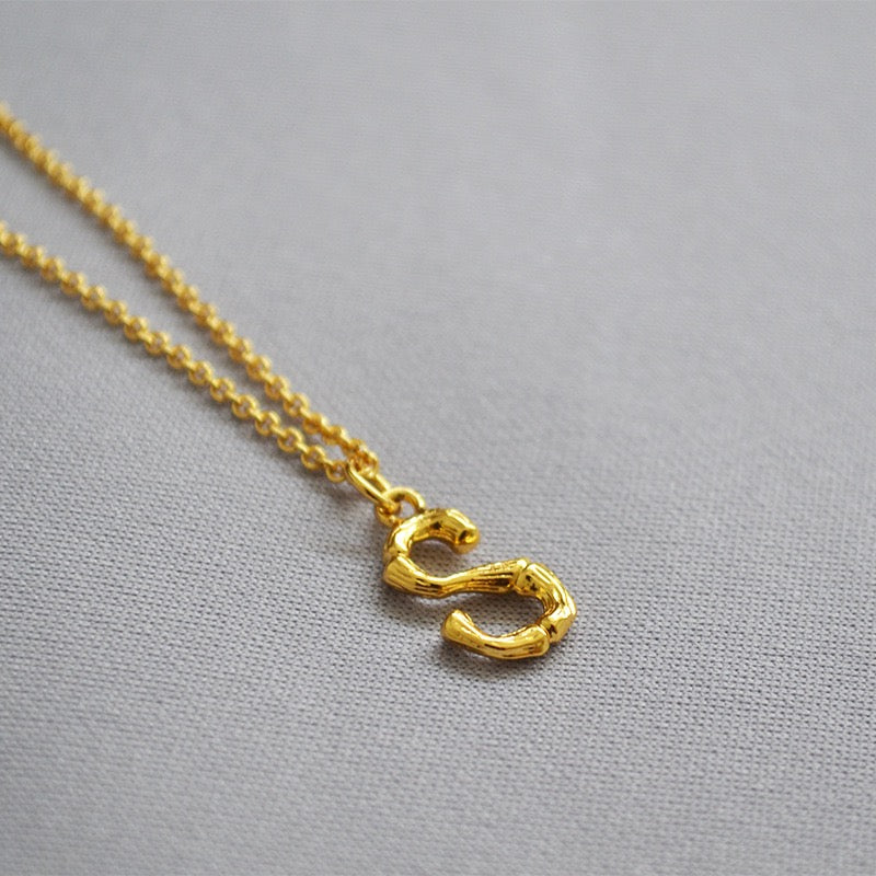 椰子海經典竹節英文字母金色項鍊 ALPHABET INITIAL GOLD NECKLACE.JPG