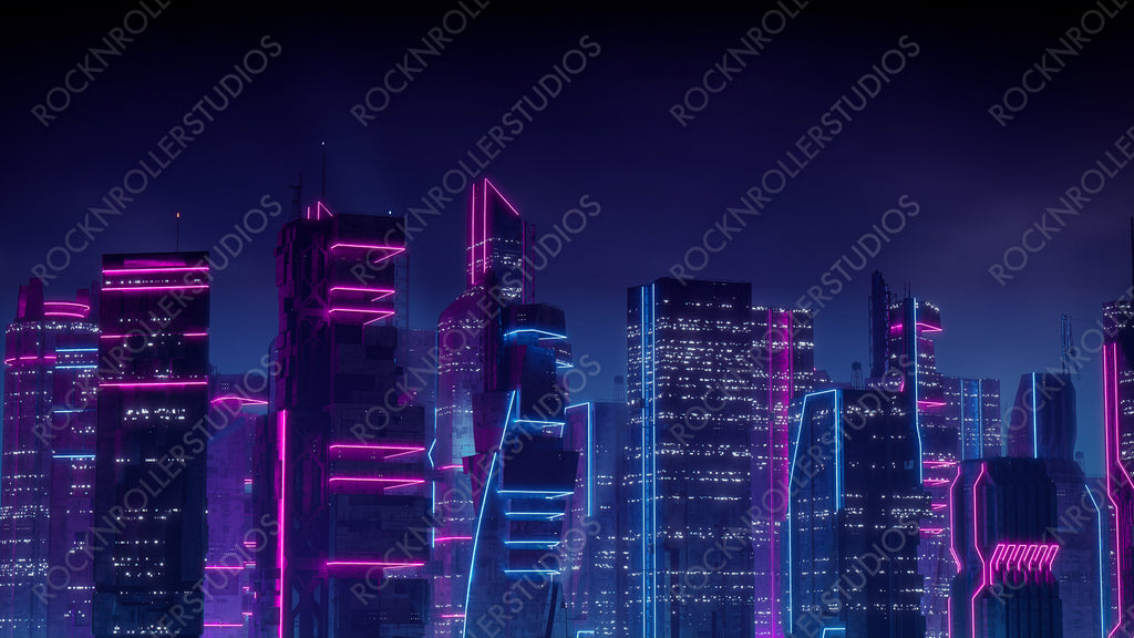 future city skyline night