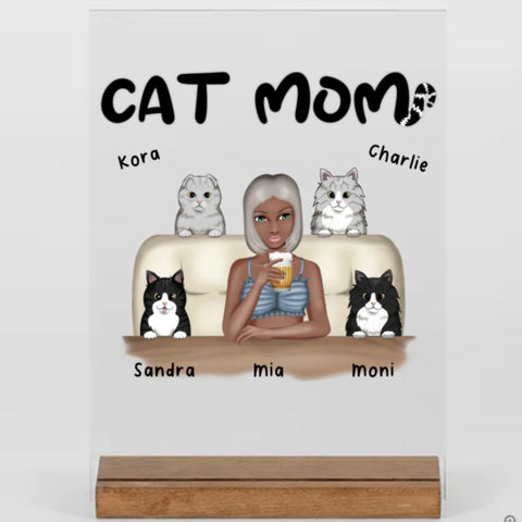 Cat mom - Personalisierte Geschenke für Katzenliebhaber- Acryl - Adventure - 4 Katzen
