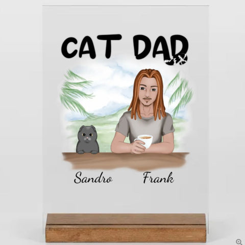 Cat dad - Personalisierte Geschenke - Acryl - Adventure -  1 Katze - rote Haare