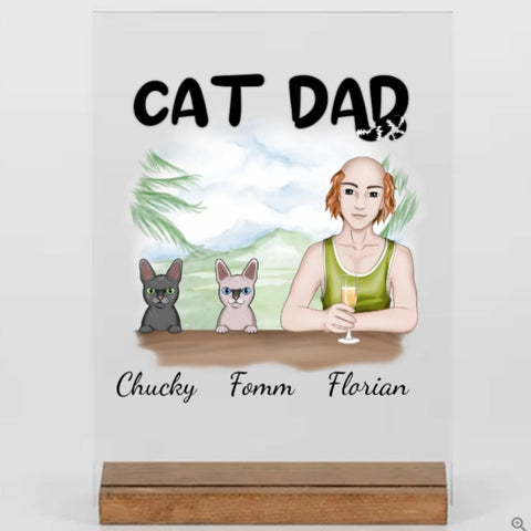 Cat dad - Personalisierte Geschenke - Acryl - Adventure -  2 Katzen - rote Haare