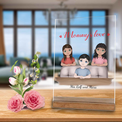 Geburtstags Geschenk für Mama - Mommys love - Dekoration für das Wohnzimmer neben einer Rose