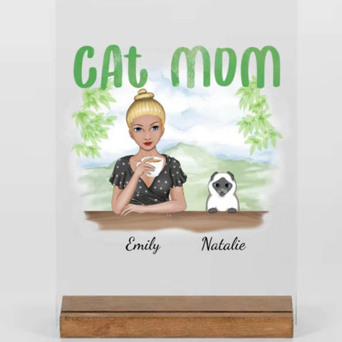 Katzen Geschenke für Frauen - Cat mom - Acryl Aventure - Geschenke personalisieren