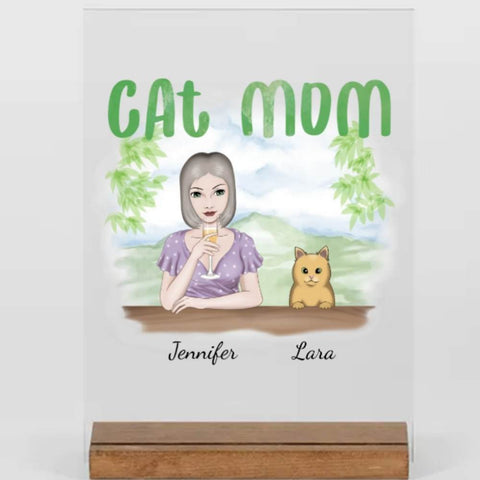 Katzen Geschenke für Frauen - Cat mom - Acryl Aventure - Personalisierte Geschenke