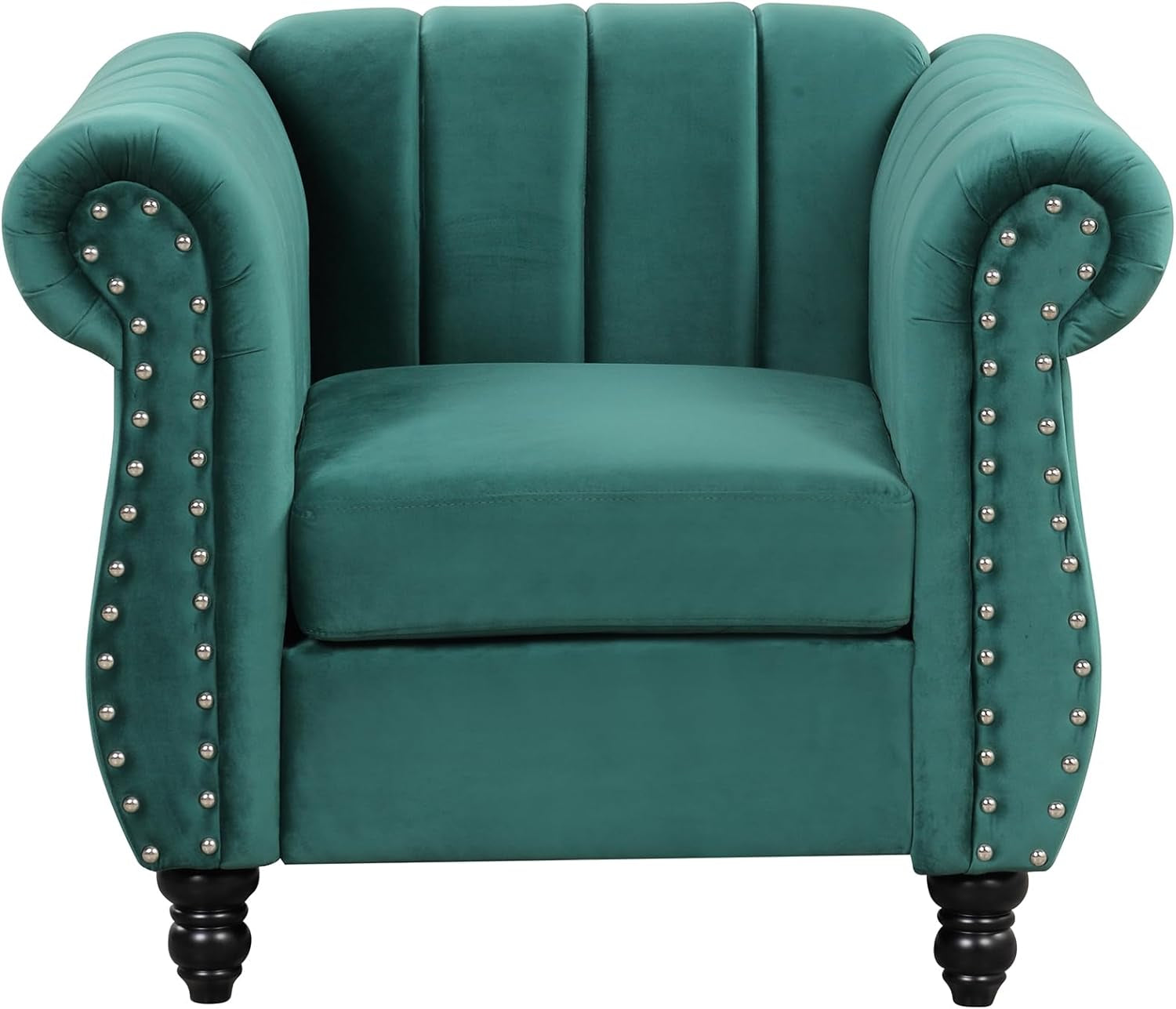 51" Modern Sofa Dutch Fluff Upholstered Sofa with Solid Wood Legs, Buttoned Tufted Backrest (Green)