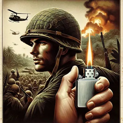 Vietnam solider with zippo lighter, engraved with his initials