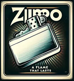 Zippo Poster with an engraved lighter