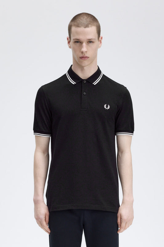 POLO RIBETE CON DOS FRANJAS - NEGRO - FRED PERRY | M3600 350