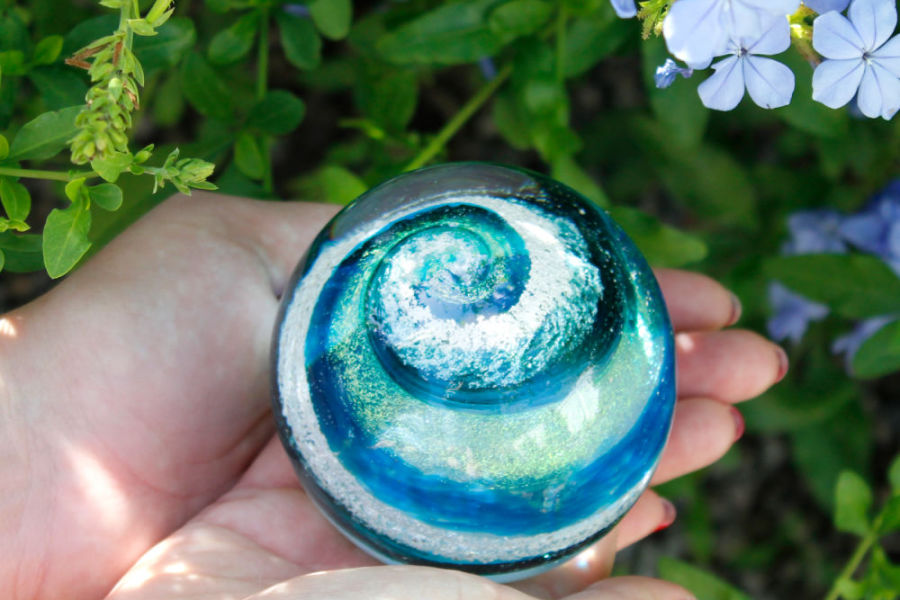 glass orb ashes