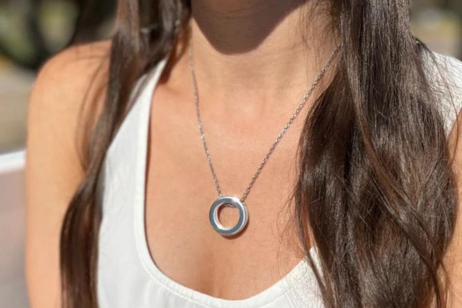 Circle of Life Necklace Wearing by Woman