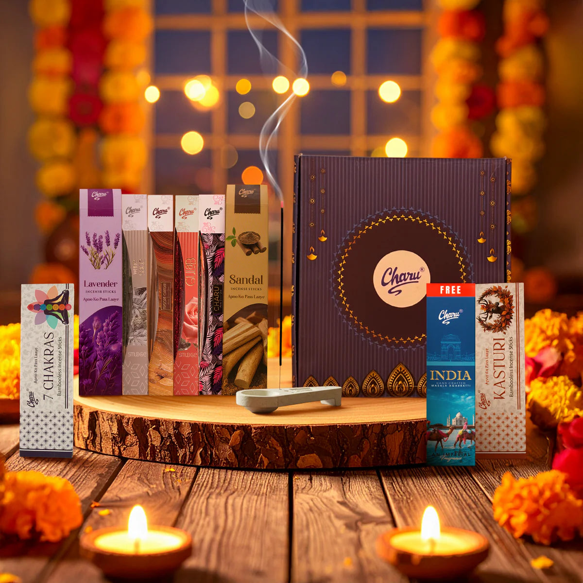 Charu festive incense sticks gift pack for Diwali gifting 2025.