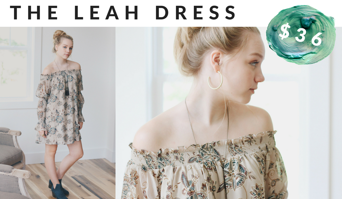 Leah autumn floral and paisley off the shoulder dress