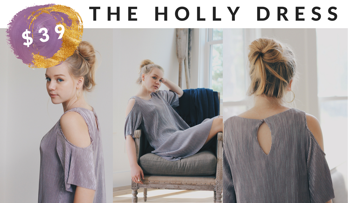 Holly metallic purple cold shoulder dress
