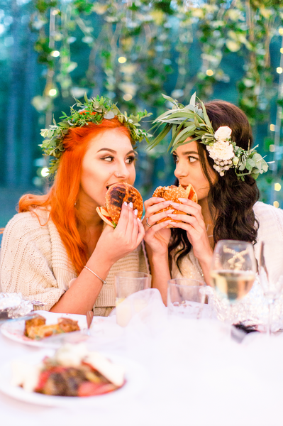 Bride and Maid of Honor share a funny moment during speeches