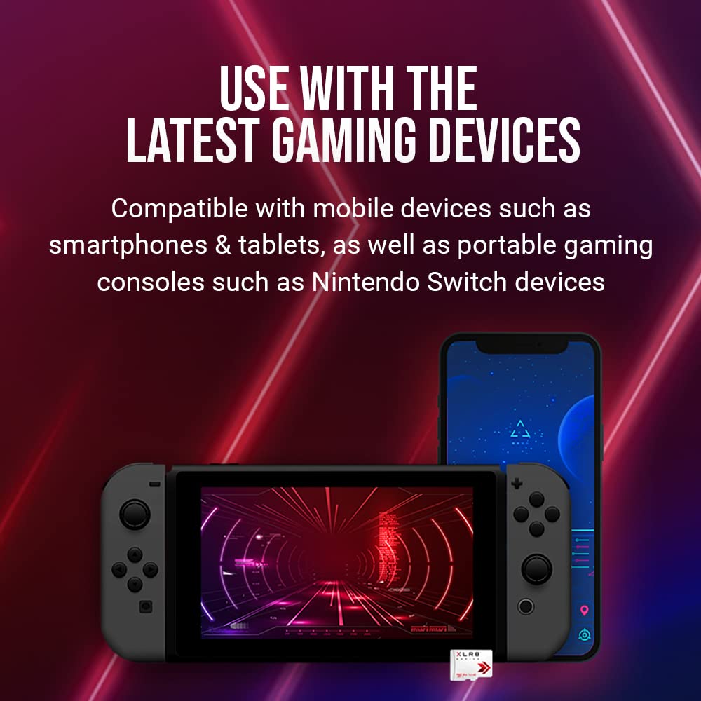 PNY P-SDU256V32100XLR-GE 256GB XLR8 Gaming microSDXC Memory Card - 100MB/s UHS-I U3 V30 A2 for Portable Console Gaming