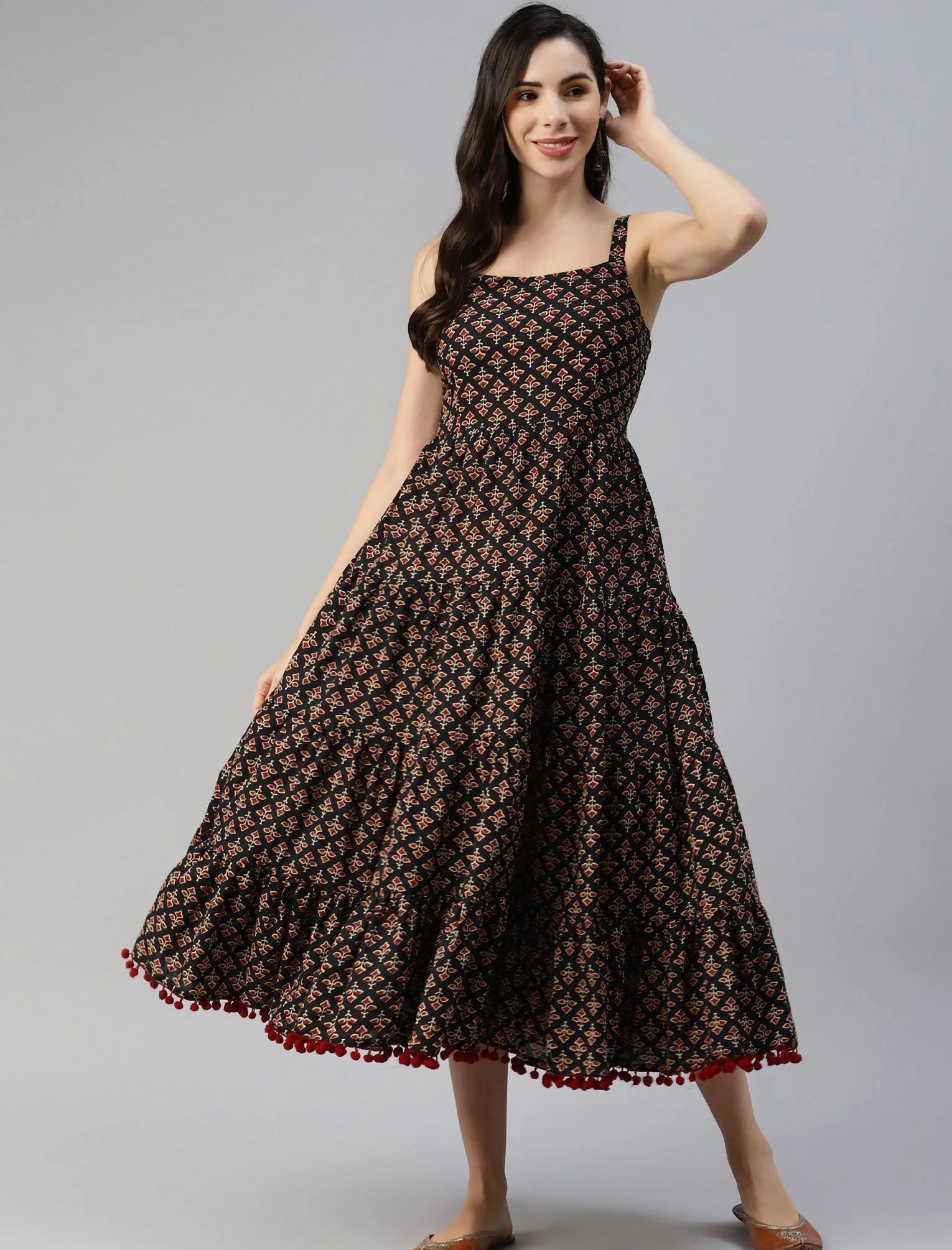 Ethnic Motifs Midi Party Wear Dress