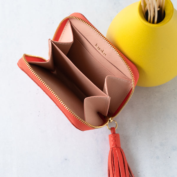 トリヨンクレマンスのローズジャイプールで製作したラウンドファスナーミニ財布