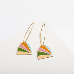 colorful half oval dangling earrings