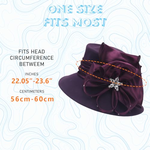  Western Outback Felt Cowboy Hat For Women Cowgirls Fedora  Gus Hat Rodeo 22-22.75 Fit For M/L