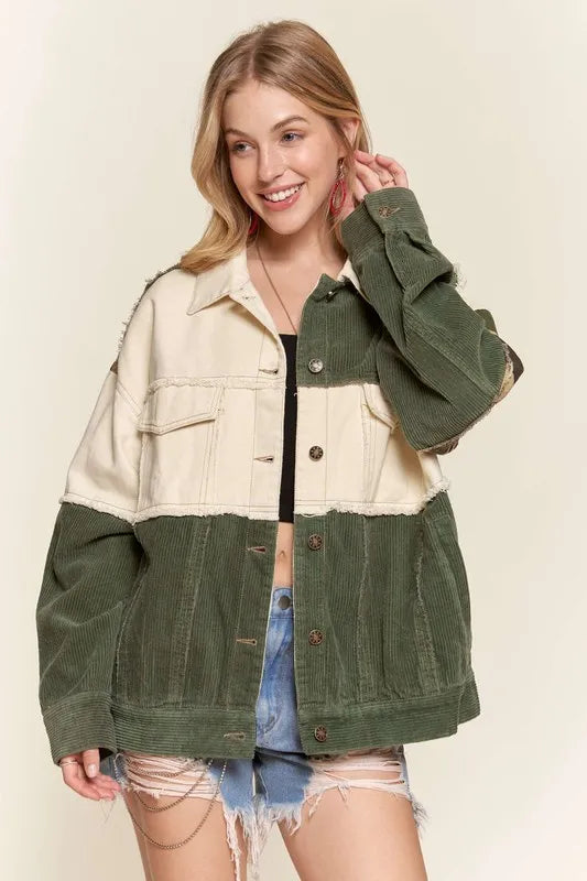 ADORA Frayed Accent Casual Jacket