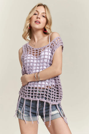 ADORA Fringe Hem Crochet Top - Drama Queen Destash LLC 