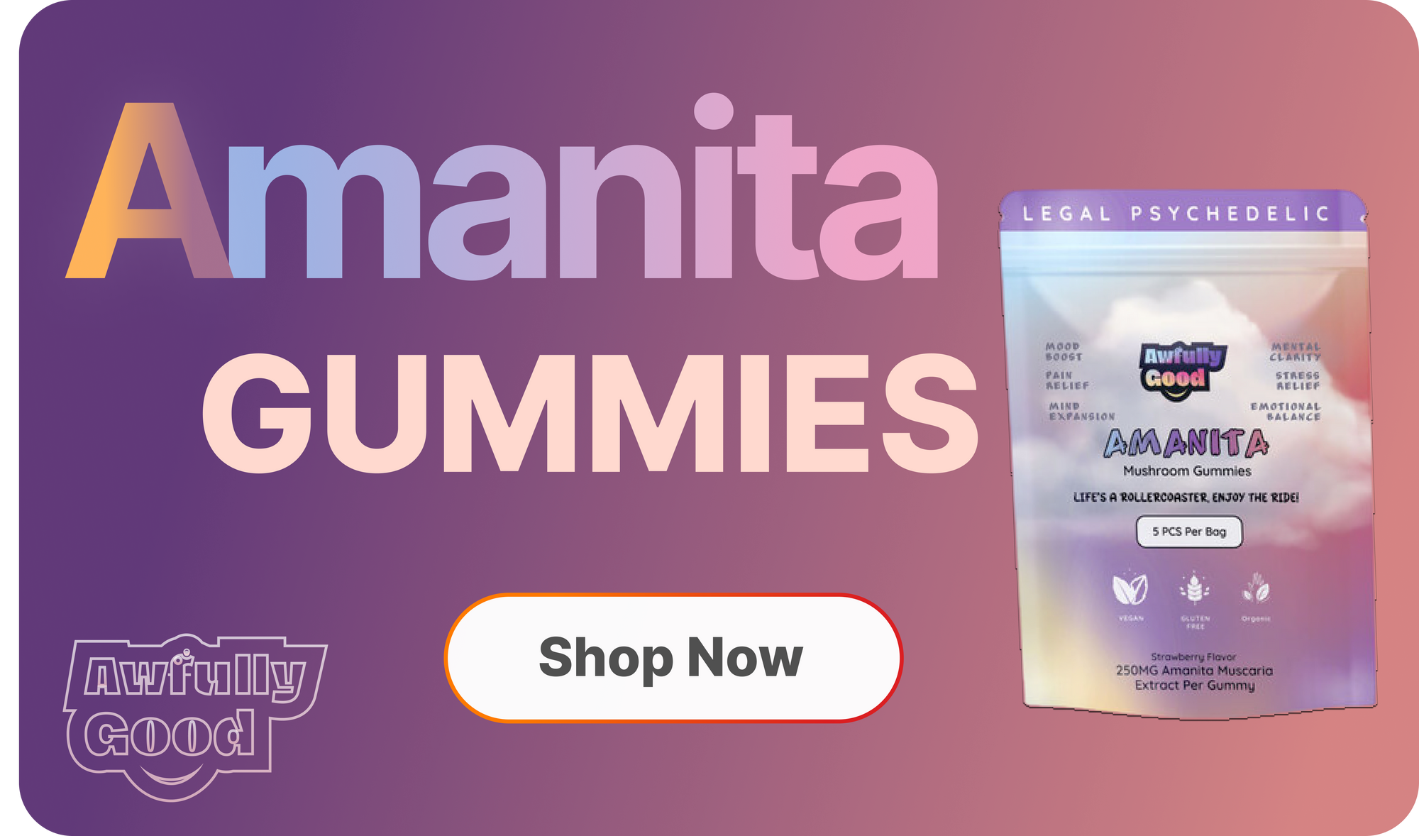 amanita mushroom gummies rectangular product card