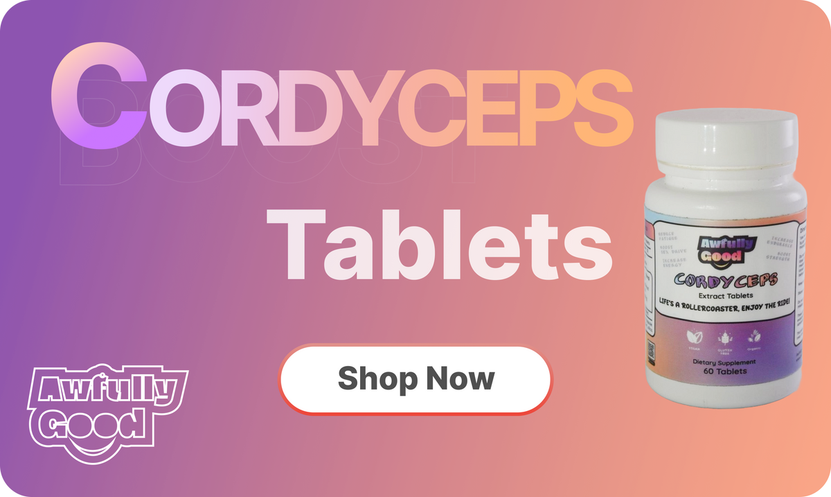 awfullygood cordyceps extract tablets rectangular card 