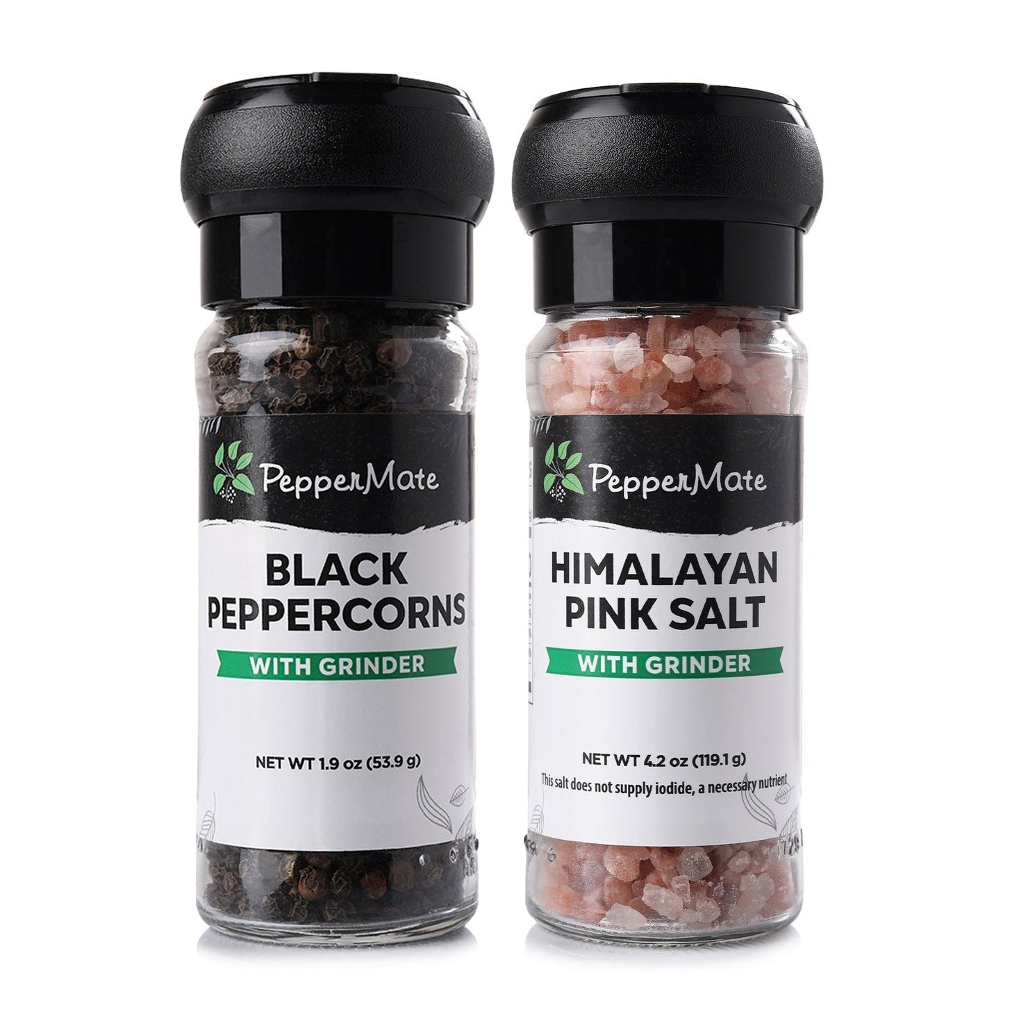 Himalayan Pink Salt & Black Pepper Grinder, ,Salt and Black Pepper Grinder-  Refillable Sea Salt Grinder Shaker Mills 