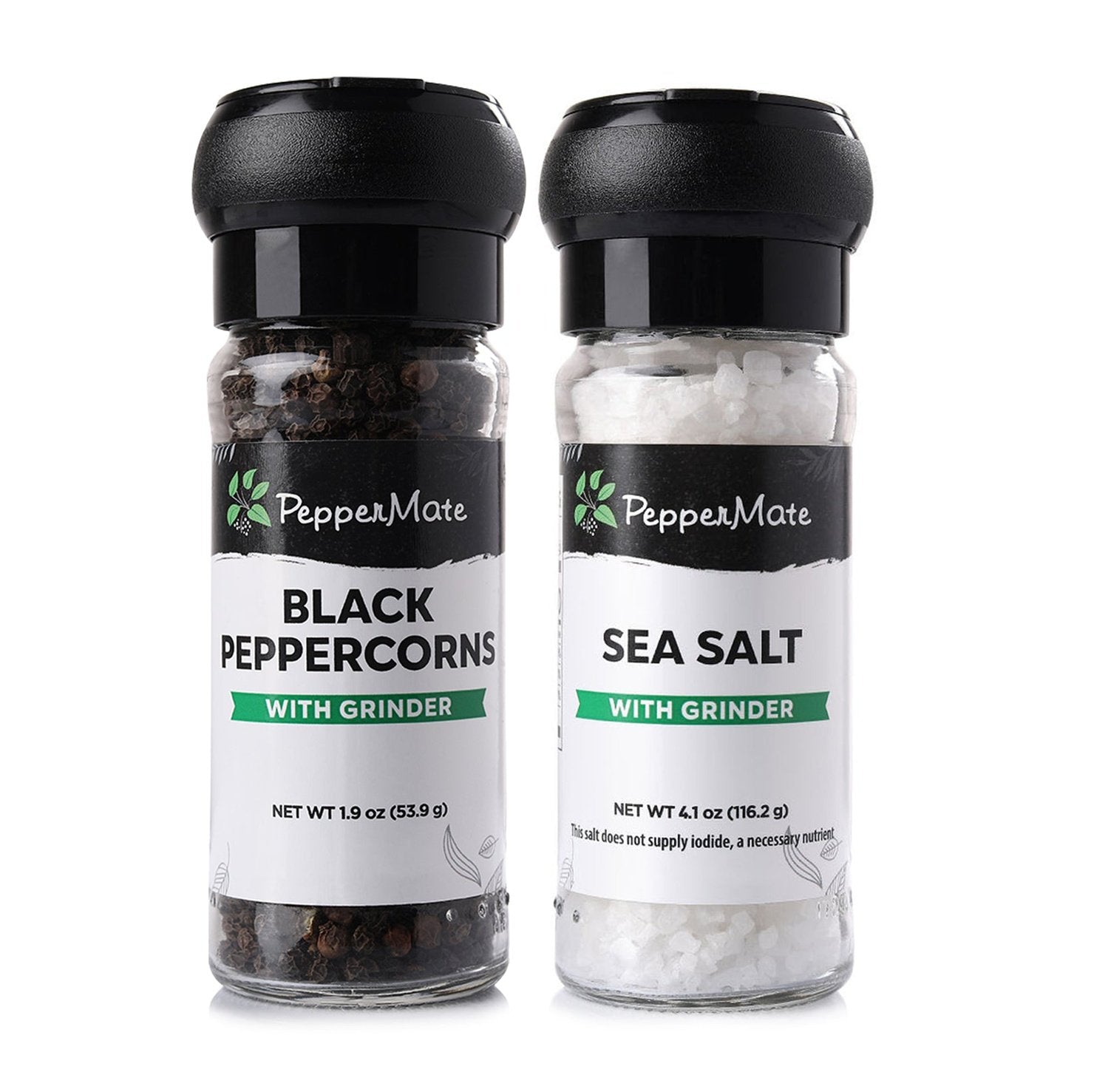 Disposable Black Peppercorn & Salt and Pepper Grinder Set