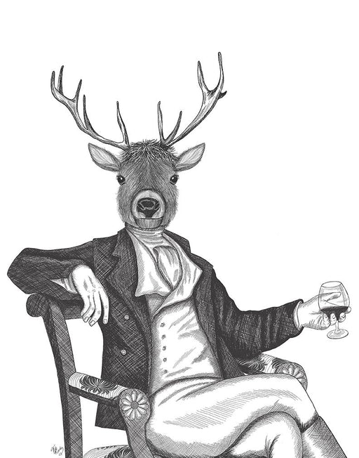 Gray deer art, Print Gift idea, Deer head illustration, Gray deer