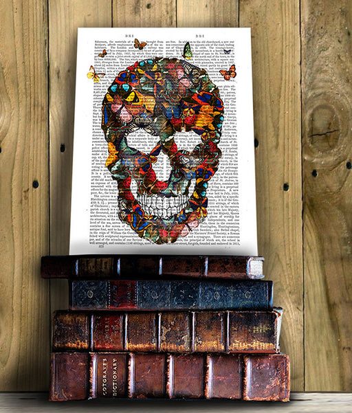 Pink Butterfly Mask Skull, Antiquarian Book Prints, Art, 44% OFF