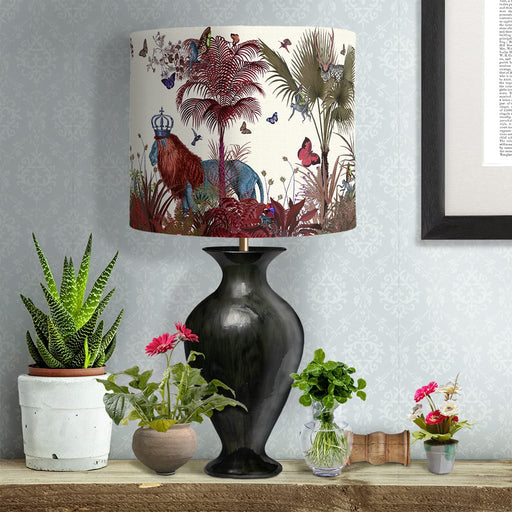 Navy Blue Lampshade Tropical Lion Fabric Lamp Shade Gold 