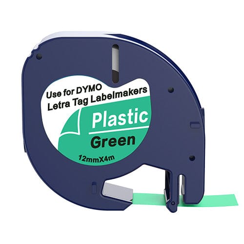 Billede af Dymo 91204 sort på grøn plastiktape 12 mm S0721640 - Kompatibel