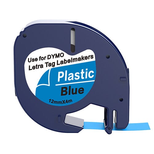 Billede af Dymo 91205 sort på blå plastiktape 12 mm S0721670 - Kompatibel