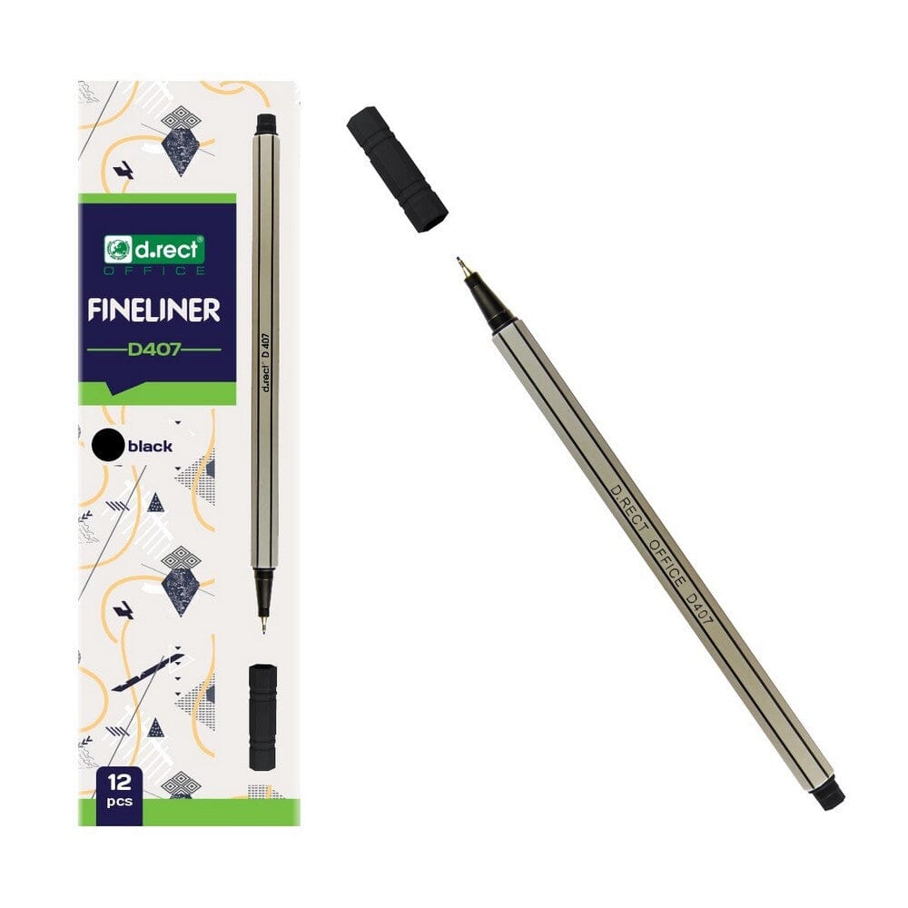 Billede af Fineliner - D407, 12 stk sort