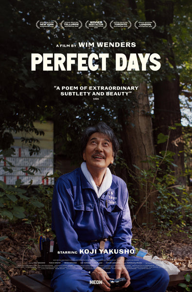 Perfect Days Movie Poster with Tenugui Towel around neck of main character