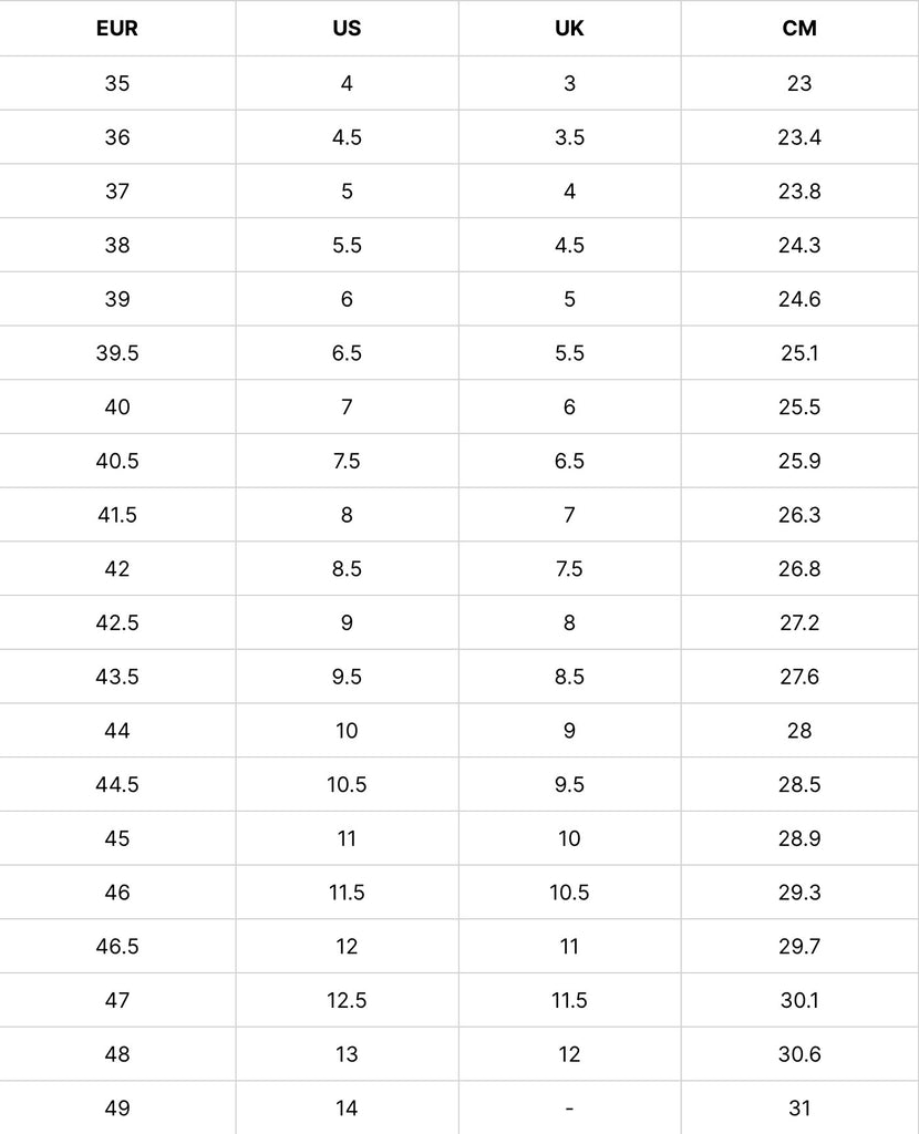 Men's Karhu Sizing Information - Sportlink Specialist Running & Fitness