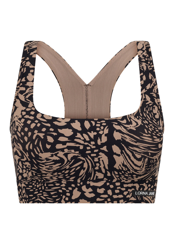 Lorna Jane Oasis Sports Bra - Neutral Abstract Print Image # 1