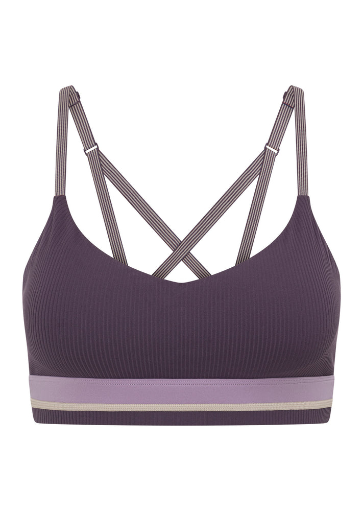 Lorna Jane Jade Rib Sports Bra - Midnight Plum Image # 3
