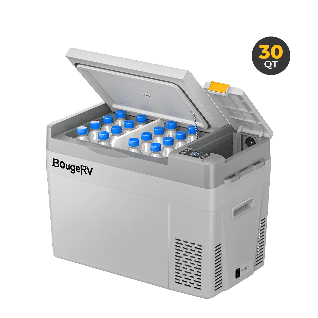 BougeRV CRPRO30 30 Quart 12V Portable Car Fridge Freezer White