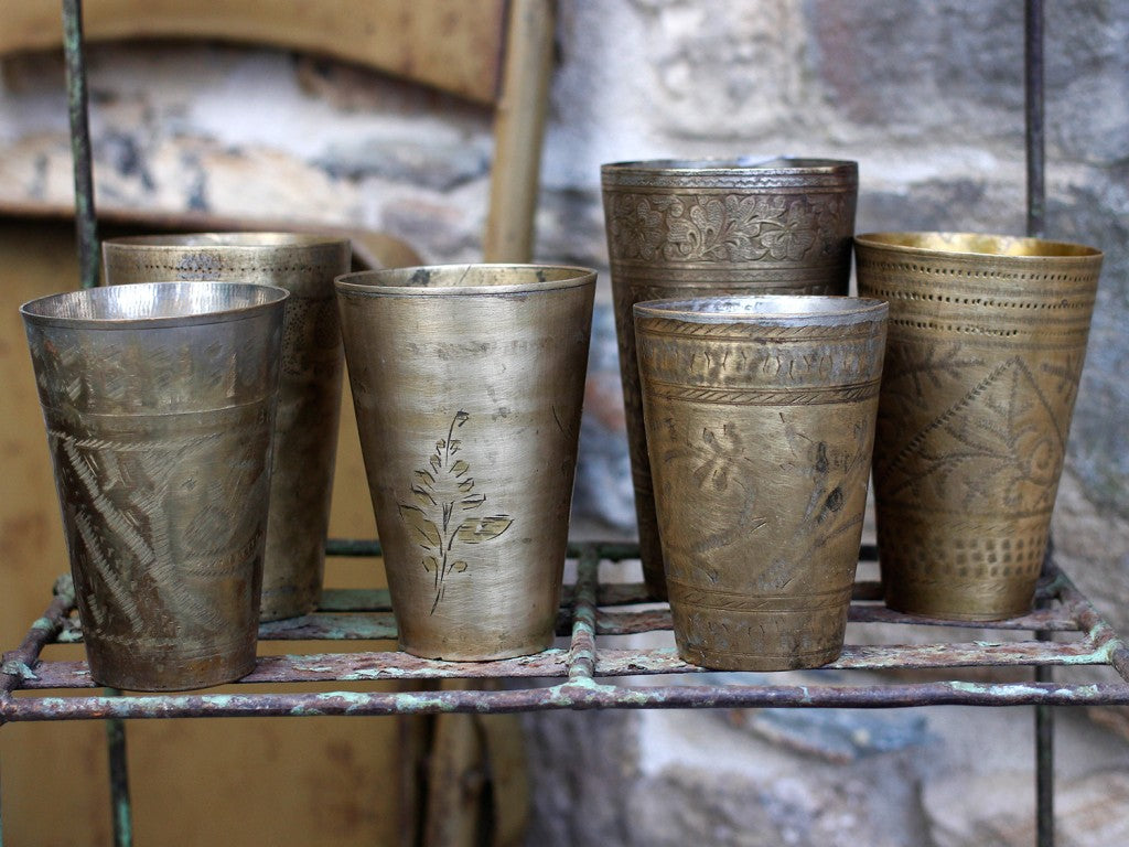 original brass lassi cups glasses