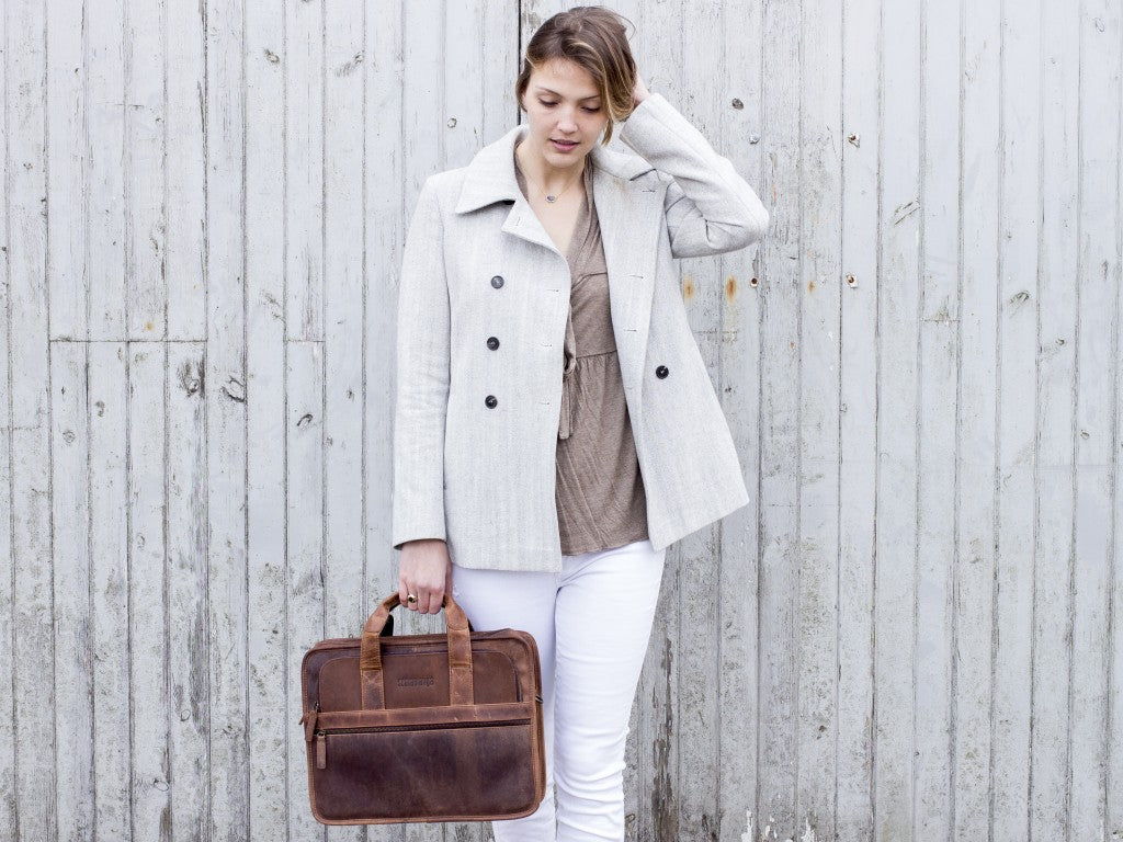 Citylander Womens Leather Laptop Briefcase