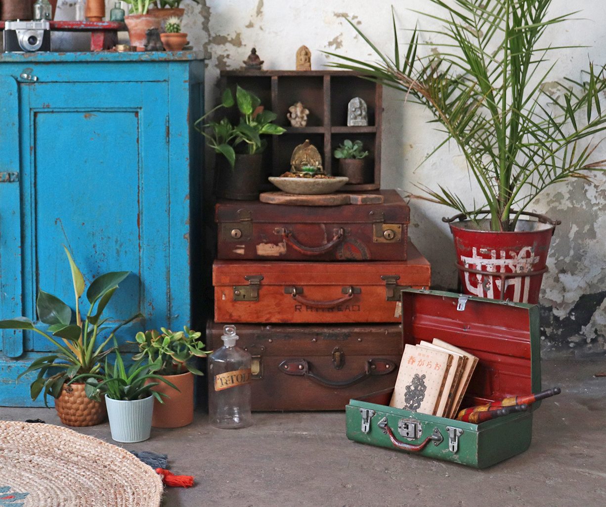 Vintage suitcase storage solutions