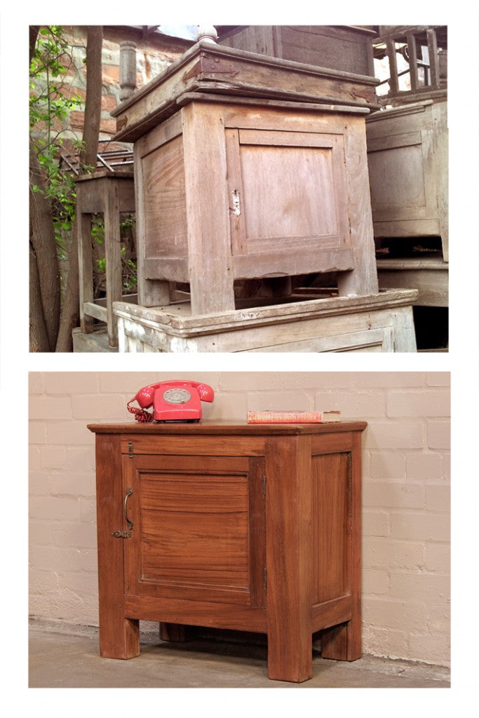 Antique solid teak colonial cupboard. it did not need too much restoration. A replacement handle and lots of wax to bring the teak back to life