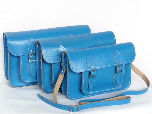 Blue Leather Satchels, part of the Classic Collection, Various Prices
