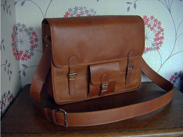 Large Wide Leather Satchel, £85
