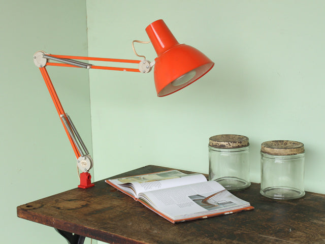 Mid-century Orange Industrial Desk Lamp, £110