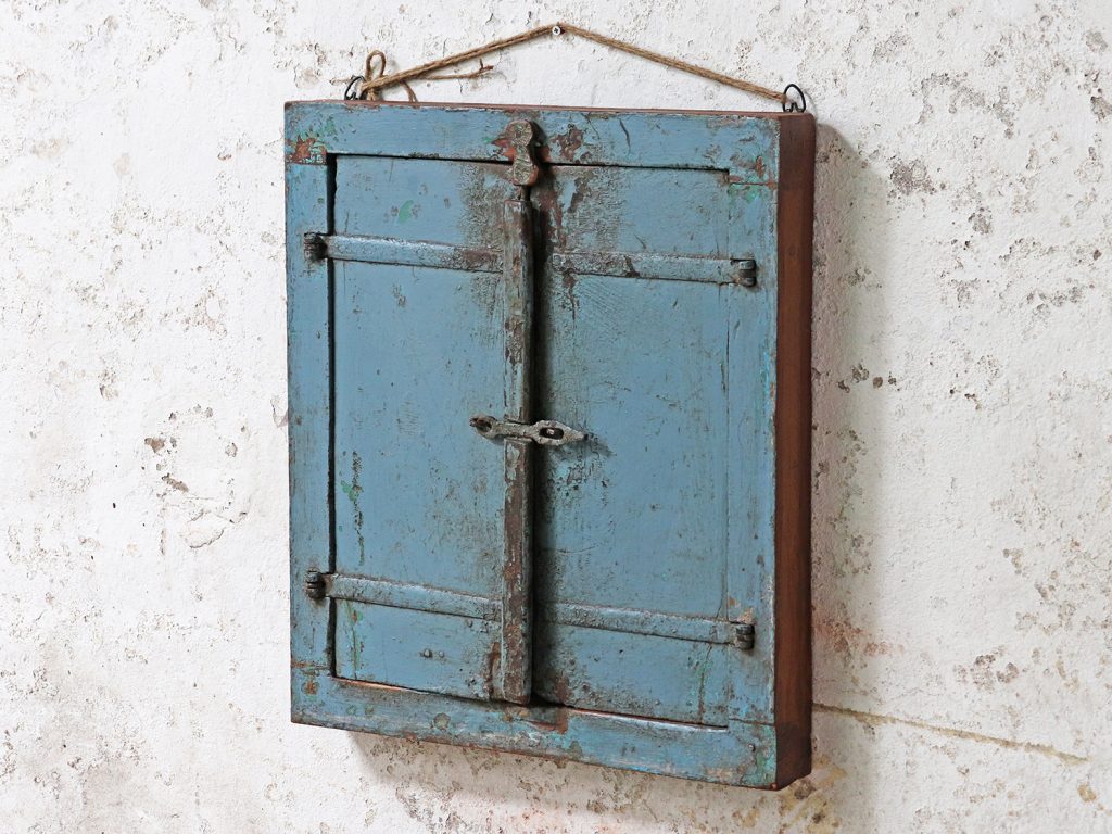 antique wooden shuttered mirror